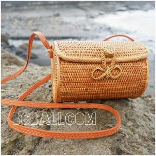 cylinder bag ata grass handwoven balinese handmade design